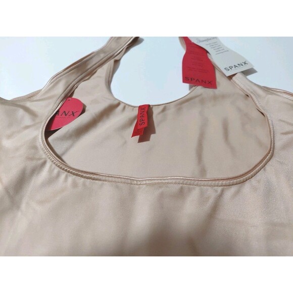 Spanx Slimplicity LG Tan No Cling Open Bust Waist Slimming Camisole Bodyshaper - Picture 3 of 12